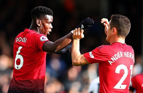 Pogba and Herrera form part of United's midfield three.